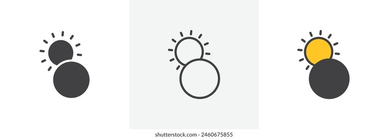 Celestial Eclipse Icon Collection. Solar and Lunar Event Vector Design.