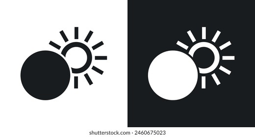 Celestial Eclipse Icon Series. Solar and Lunar Eclipse Vector Symbol.