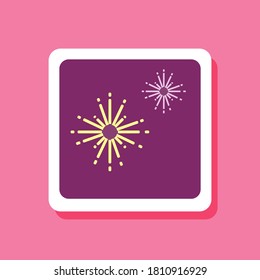 Celestial Fireworks Display: Infuse your projects with the magic of our lively fireworks vector. This cartoon-style artwork on a pink background creates a celestial and celebratory atmosphere.