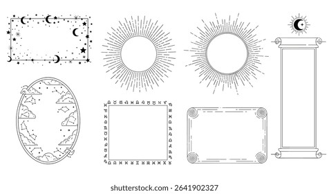 Celestial Frame Collection Mystical Decoration for Posters And Cards