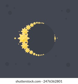 Celestial Frame With Star Eight Pointed Cute Magic Glossy Icon Vector Isolated