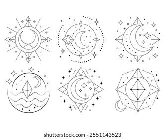 Celestial Geometric Moon Star Symbols