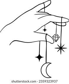 Logo de la mano celestial con icono de la luna y las estrellas.