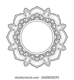 Celestial Harmony Mandala in Black and White Coloring Book Page