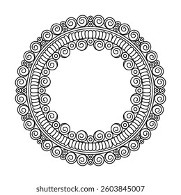 Celestial Harmony Mandala in Black and White Coloring Book Page