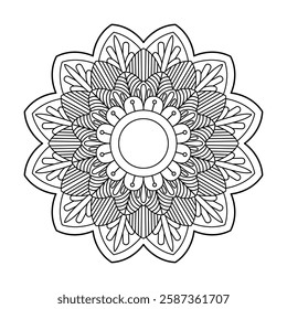 Celestial Harmony Mandala Coloring Book Page
