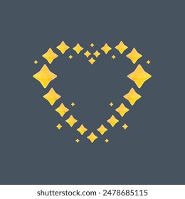 Celestial Heart Cute Cartoon Frame With Stars Isolated Vector Design