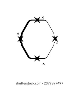 Celestial Hexagon Shape Frame Isolated On White Background Vector
