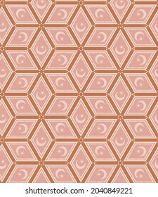 Celestial hexagonal vector repeat pattern in earthy color palette