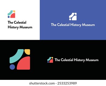 O logotipo do Museu de História Celeste: um design atemporal que combina elementos celestes e ícones históricos, representando o foco do museu em maravilhas cósmicas e patrimônio antigo.