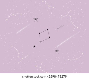 A celestial illustration featuring a Libra constellation
