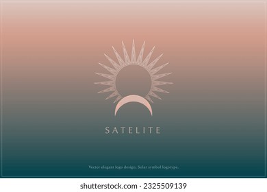 Celestial logo design, Star logotype, Planet, Space, Universe, Minimal Minimalistic, Sun, Rays, Satelite emblem