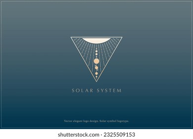 Celestial logo design, Star logotype, Planet, Space, Universe, Minimal Minimalistic, Sun, Rays, Satelite emblem