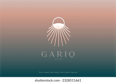 Celestial logo design, Star logotype, Planet, Space, Universe, Minimal Minimalistic, Sun, Rays, Satelite emblem