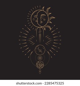 Ilustración mágica celestial mística y estotérica