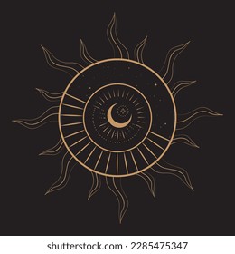 Ilustración mágica celestial mística y estotérica