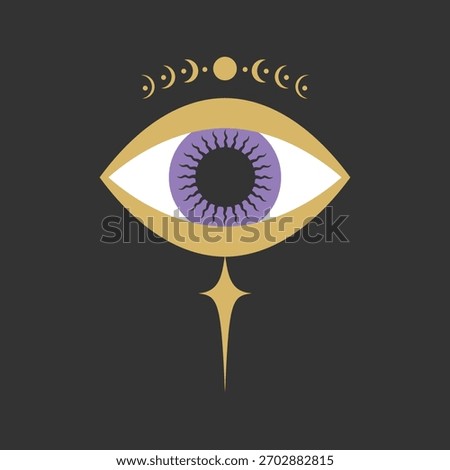 Celestial magical sacred eye emblem. All seeing eye symbol. Vector illustration