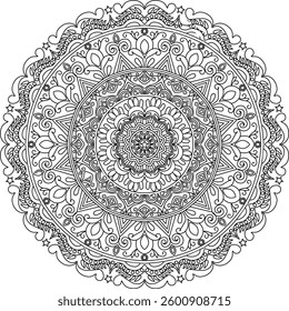 "Celestial Mandala Outline A Cosmic Dance of Lines and Shapes"