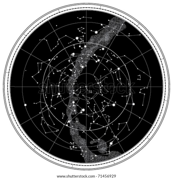 Celestial Map Night Sky Astronomical Chart Stock Vector Royalty Free