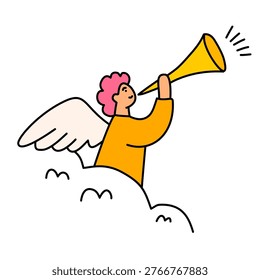 celestial messenger announcing holy news with a musical instrument in heaven