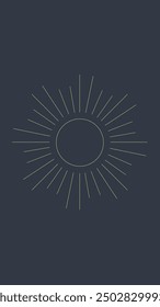 Celestial Mobile Phone Wallpaper Background Social Media Stories Golden Star Rays Sun Outlines Symbol Isolated Vector Design