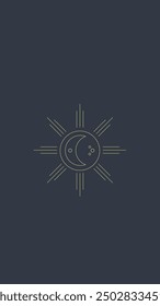 Celestial Mobile Phone Wallpaper Background Social Media Stories Moon Sun Outline Symbol Isolated Vector Design
