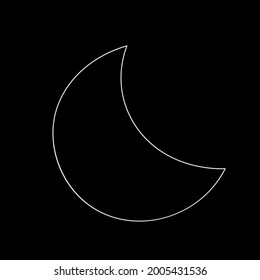 Celestial Moon in gold colors on black background. Vector icon   perfect for  interior posters, postcards, social media and more.