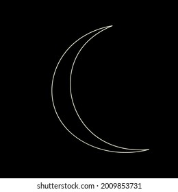 Celestial Moon in gold colors on black background. Vector icon   perfect for  interior posters, postcards, social media and more.