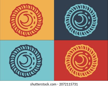 Celestial Moon Logo Template, Simple Flat Icon of moon,vector,boho