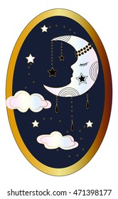 Celestial Moon - Vector Illustration