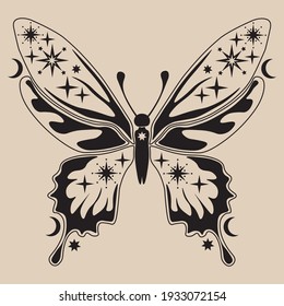 Celestial Moth Line Art Illustration. Beautiful Moth Illustration. Vector Celestial.