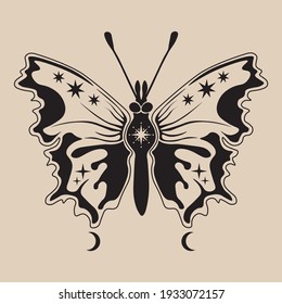 Celestial moth line art illustration. Beautiful moth illustration. Vector celestial.