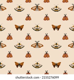 Celestial moth pattern design. Vector seamless background