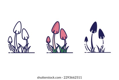 celestial mushroom line and solid illustration icon