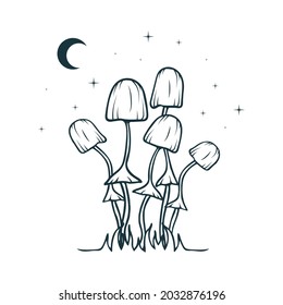 Celestial mushrooms. Floral psychedelic fungi, fungus.