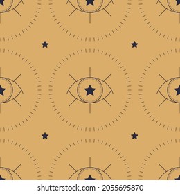 Celestial Mystic seamless pattern, Modern vector hand drawing illustration. Mystical esoteric background