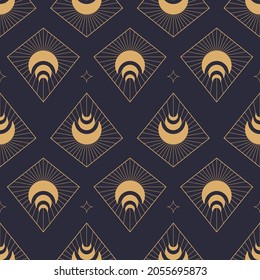 Celestial Mystic seamless pattern, Modern vector hand drawing illustration. Mystical esoteric background