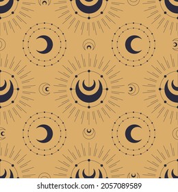 Celestial Mystic seamless pattern, Modern vector hand drawing illustration. Mystical esoteric background