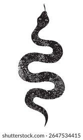 Ilustração da silhueta do vetor da cobra do Lynocut místico celestial. Mão preta e branca desenhada cobra mística. Elemento de design esotérico. . Ilustração vetorial