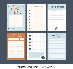 Celestial notebook design. Organizer and Schedule with to do list and notes. Daily planner template.
