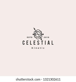 celestial orbital kinetic pendulum logo hipster vintage retro vector icon illustration