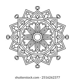 Página do livro de colorir de mandala das Órbitas Celestes. Fácil Mandala colorir páginas do livro para adultos para relaxar, experiências dar alívio. Arquivo de vetor redimensionável