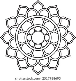 Celestial Orbits mandala coloring book page. Easy Mandala Coloring Book Pages for Adults to Relax, Experiences Give Relief.