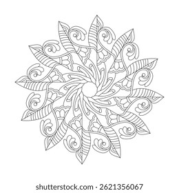 Celestial Orbits mandala coloring book page for kids. Easy Mandala Coloring Book Pages for Adults to Relax, Experiences Give Relief. Resizeable Vector File