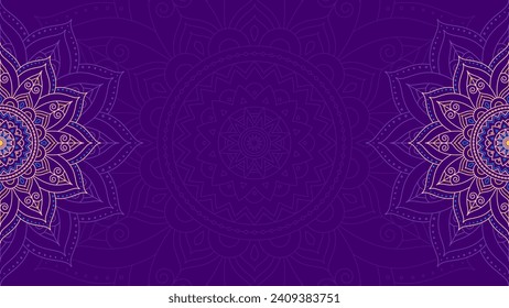 Celestial Orchid Radiance von luxuriösen Mandala Linien und Muster horizontalen Vektorhintergrund