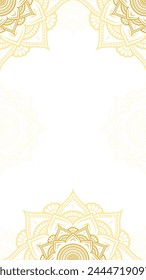 Celestial Radiance Blank Vertical Vector Background With Contour Mandala Elegance in Gold Decoration