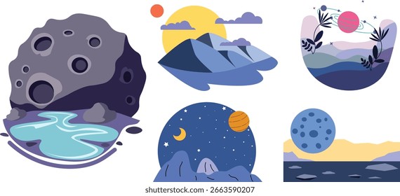 Celestial Realm Collection Diverse Planets and Cosmic Landscapes