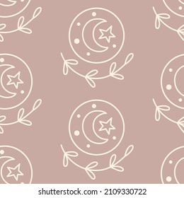 Fondo celestial de textura mística lunar sin costura. Estilo bonito vintage. Decoración de guardería.