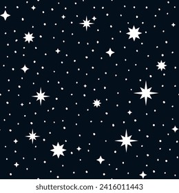 Patrón celestial del cielo con estrellas espumosas. Textura sin vectores. Fondo nocturno estrellado