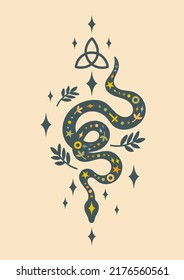 Celestial snake halloween vector card